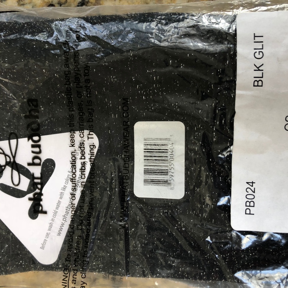 Phat Buddha Black Glitter Stretchy Leggings - OS